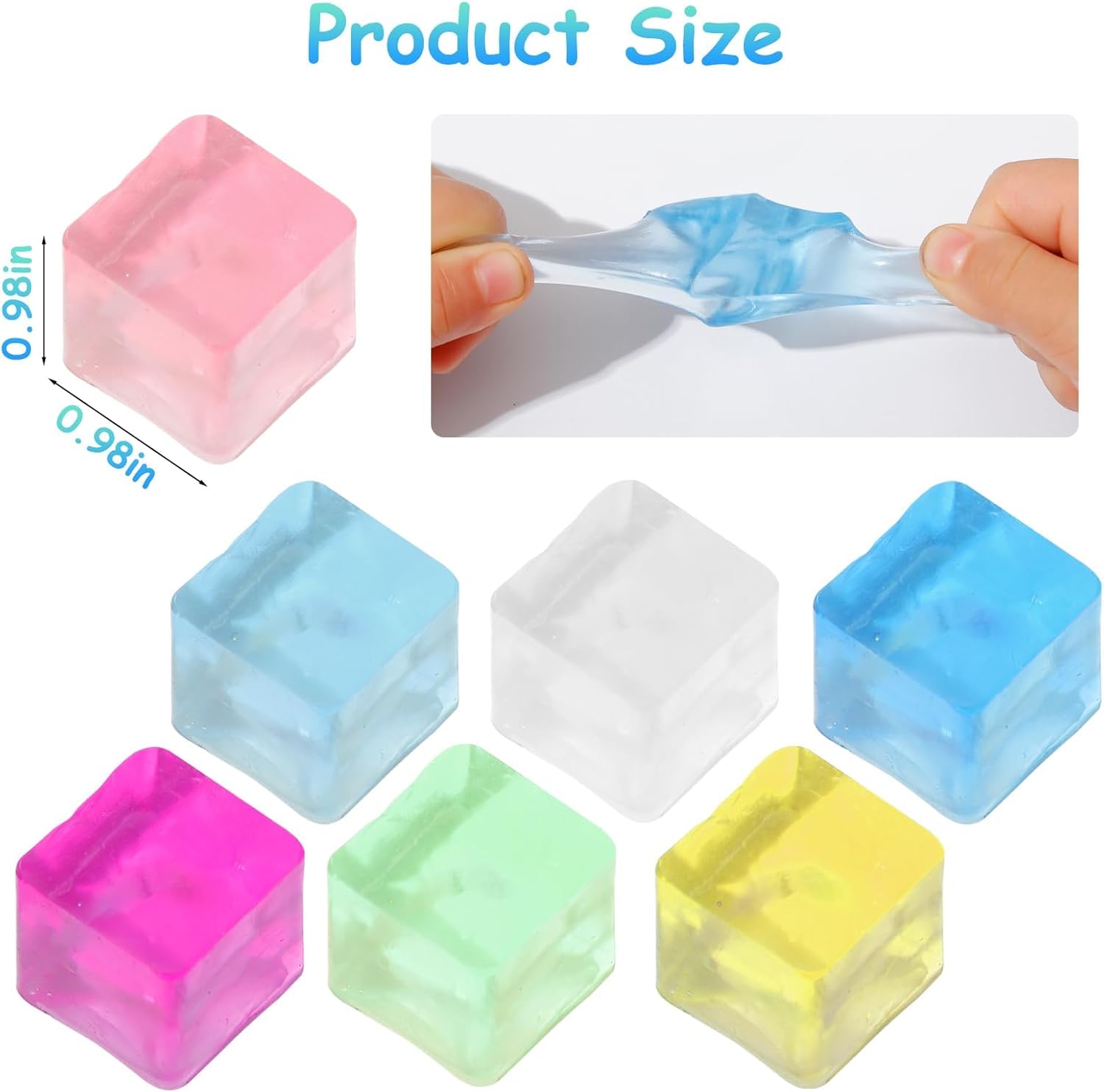 Ice Cube Sensory Toys 24 Pcs Squishy Fidget Stress Cube for Adults Kids Anxiety Stress Relief Hand Therapy Sensory Squishy Ball Classroom Prize Box Toys - Image 2