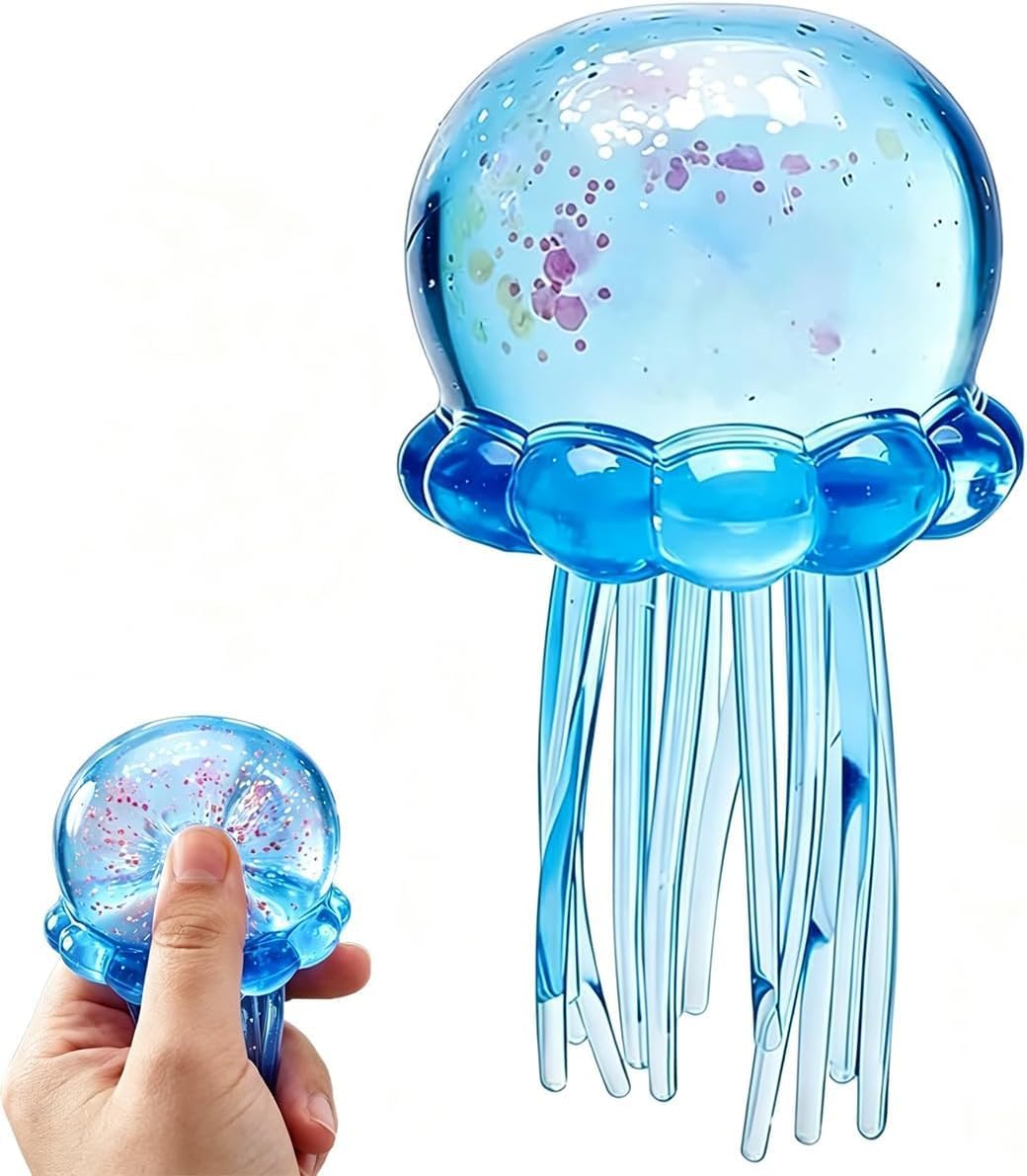 Jellyfish-Shaped Squeeze Toy. Slow-Rebound Stress-Relieving Ball. Soft and Elastic Sensory Stress-Relieving Toy. Squeezing Toys can Effectively Relieve Anxiety and Stress. (Blue)