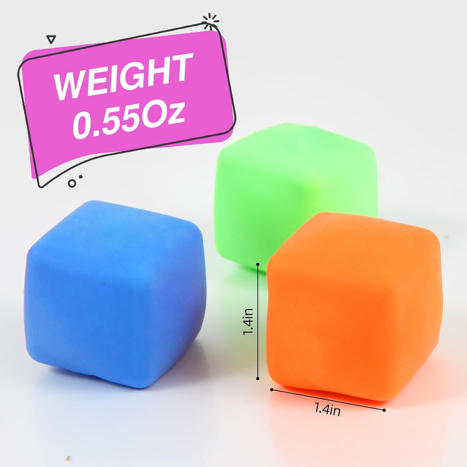 24 Pack Slow Rising Stress Cube . Dough Stress Balls Soft Fidget Squishy Toys for Anxiety Relief. Pull Stretch Classroom Prize Party Favors Toys for Kids - Image 2