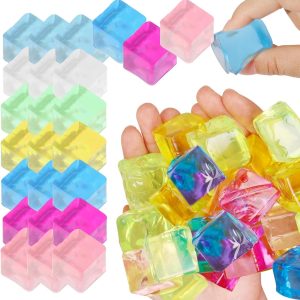 Ice Cube Sensory Toys 24 Pcs Squishy Fidget Stress Cube for Adults Kids Anxiety Stress Relief Hand Therapy Sensory Squishy Ball Classroom Prize Box Toys