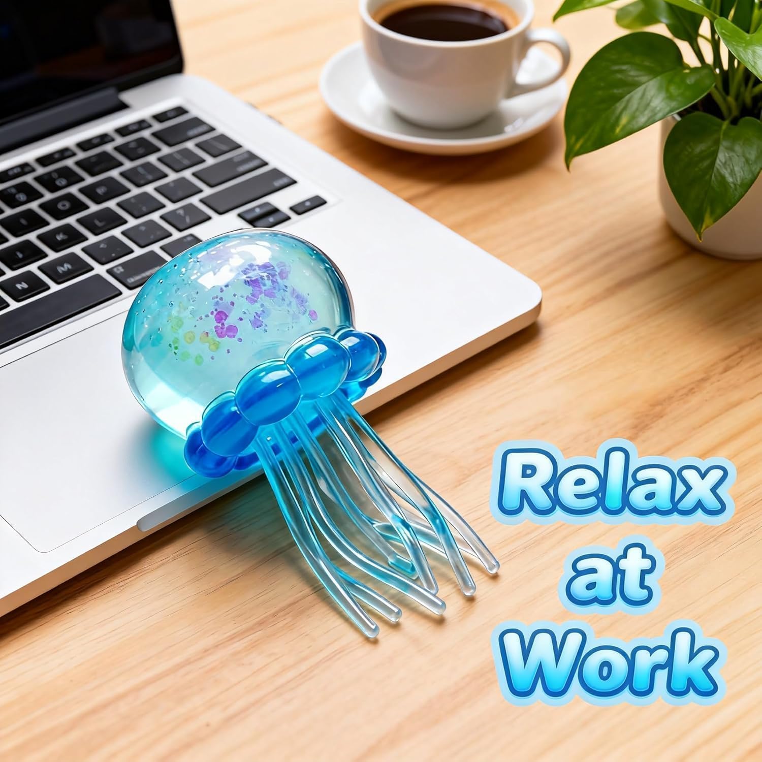Jellyfish-Shaped Squeeze Toy. Slow-Rebound Stress-Relieving Ball. Soft and Elastic Sensory Stress-Relieving Toy. Squeezing Toys can Effectively Relieve Anxiety and Stress. (Blue) - Image 2